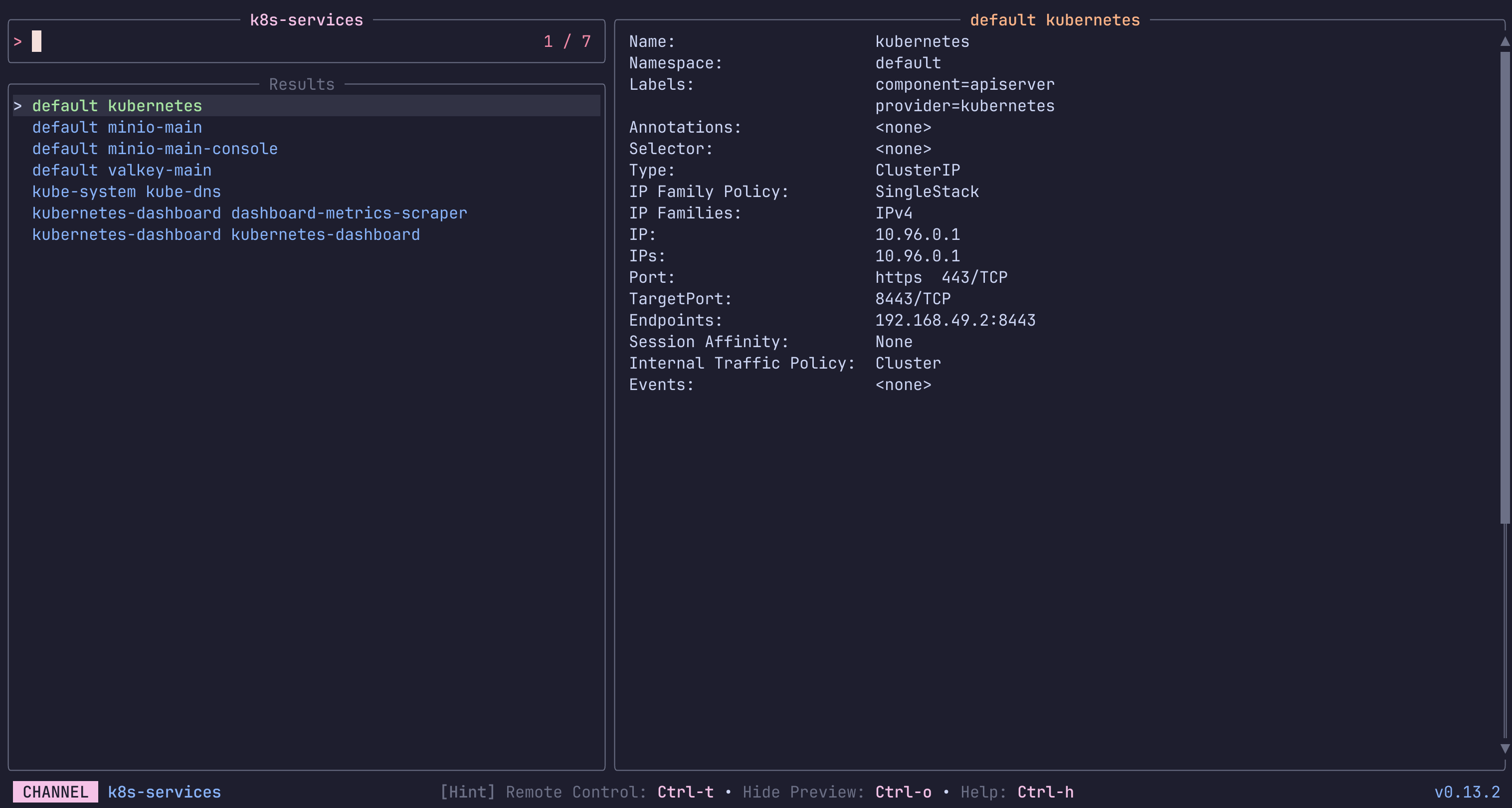 tv running the k8s-services channel