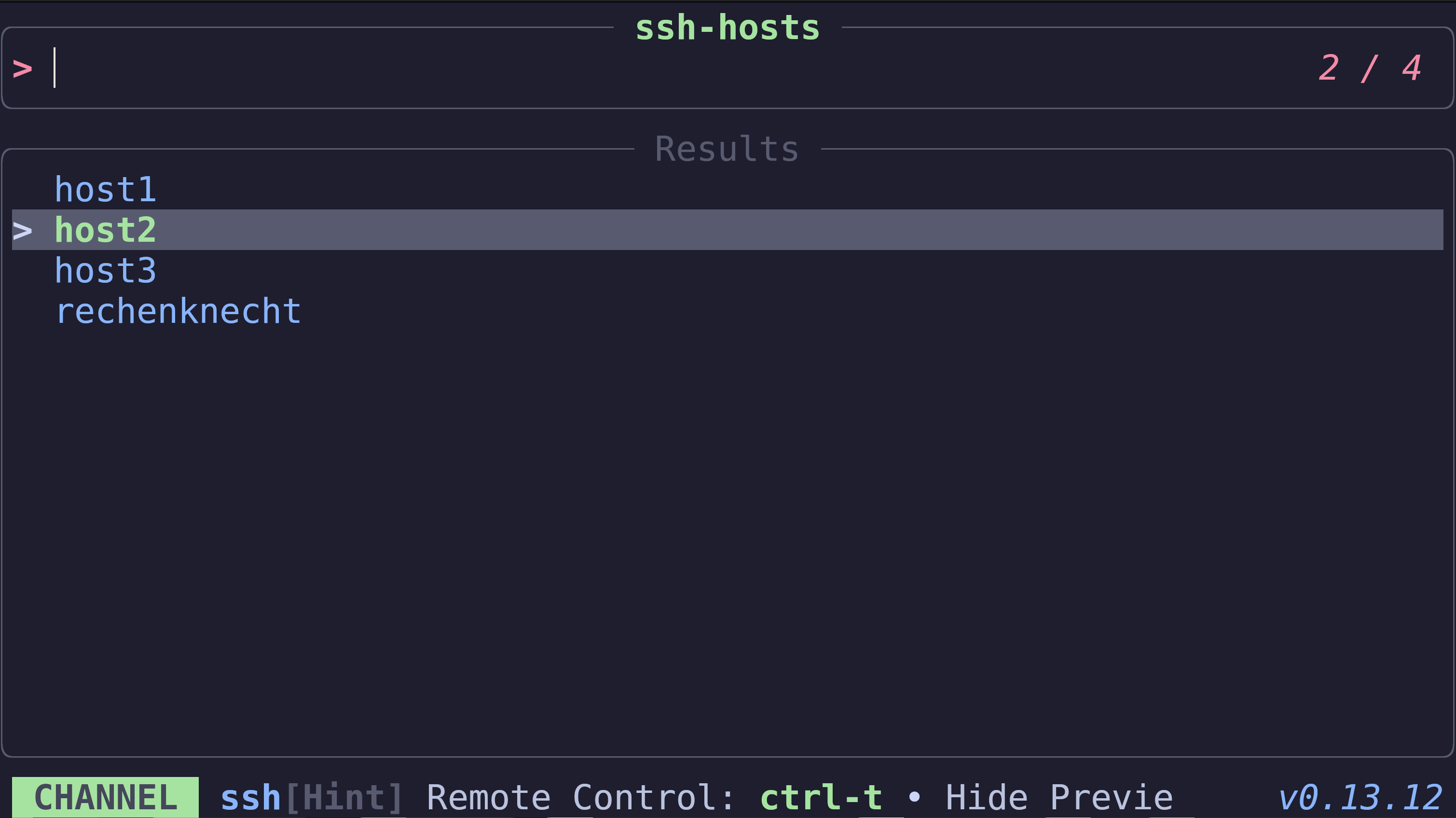 tv running the ssh-hosts channel
